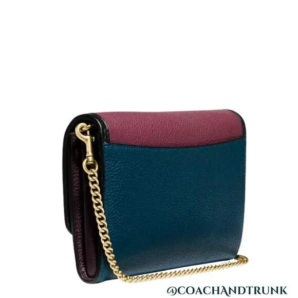 NWT COACH Leather Marlow Stunning Color Block Convertible Bag Brass Tone Accents
